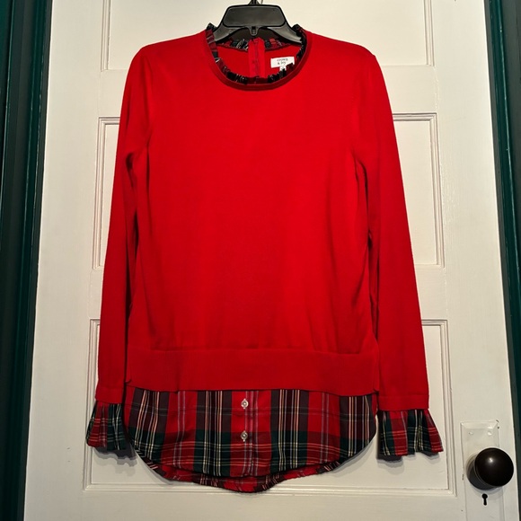 crown & ivy Sweaters - crown & ivy Red Plaid Layered Sweater